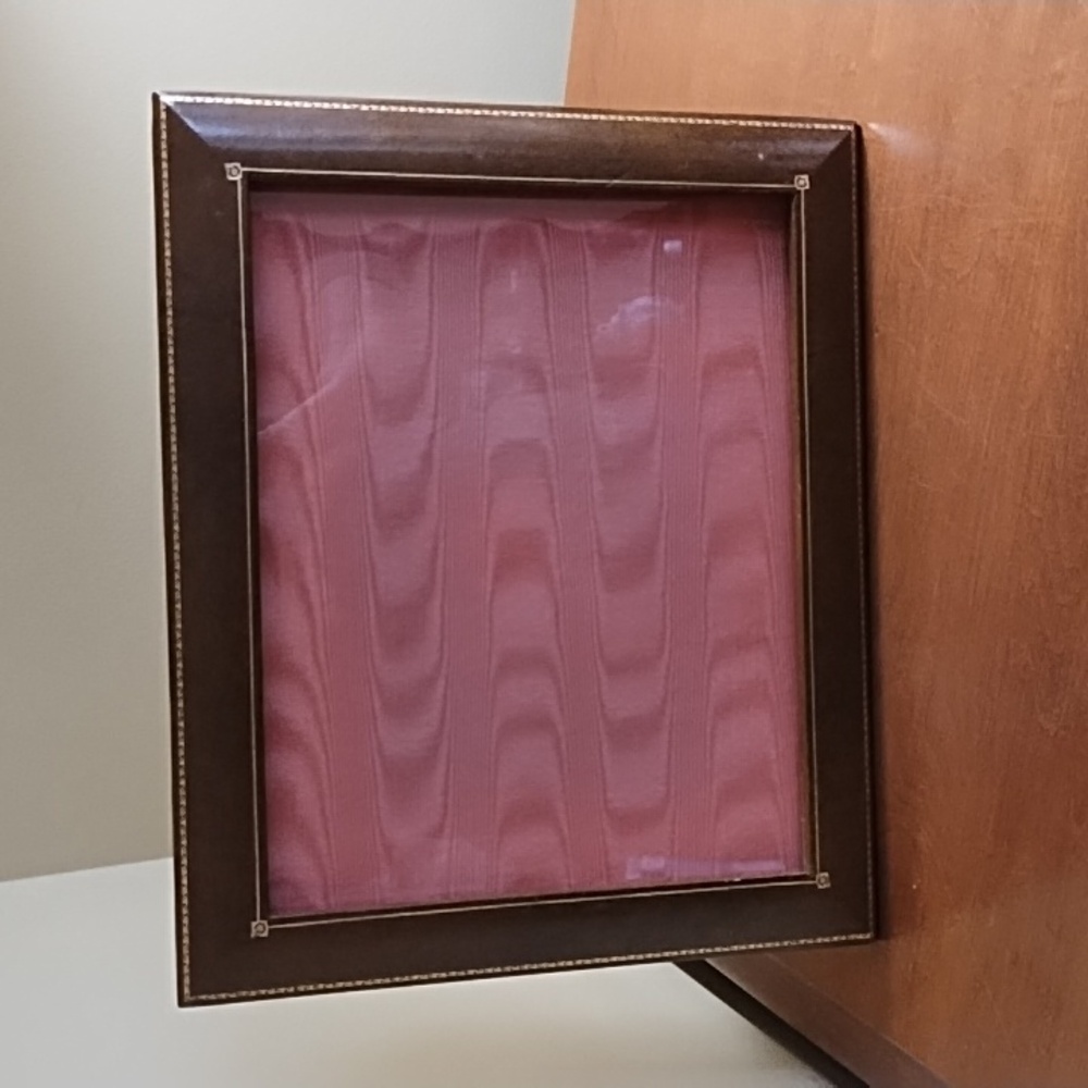 Vintage Leather Frame 8x10 Picture Brown Gold Embossing From Desk Blotter Set - Picture 5 of 10